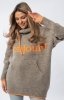Luźny sweter damski typu bluza z kapturem Bonjour mocca-1
